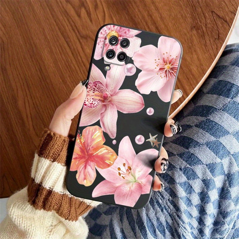 TEMU Flower Pattern Cover Phone Case Is Compatible For Galaxy A12 With A Shockproof Matte Back. Without Losing Personality, Unique Visual Effect Soft