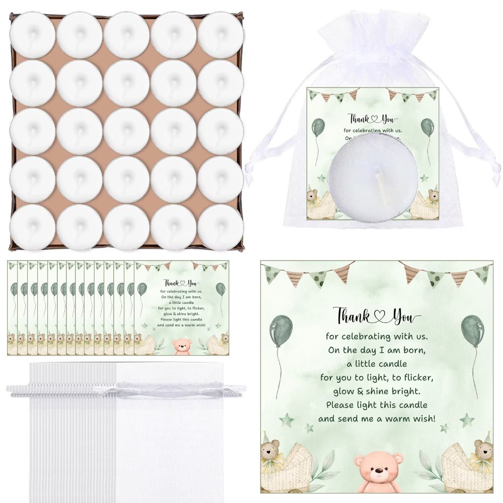 50 Sets Cute Bear Themed Tealight Candle Favors