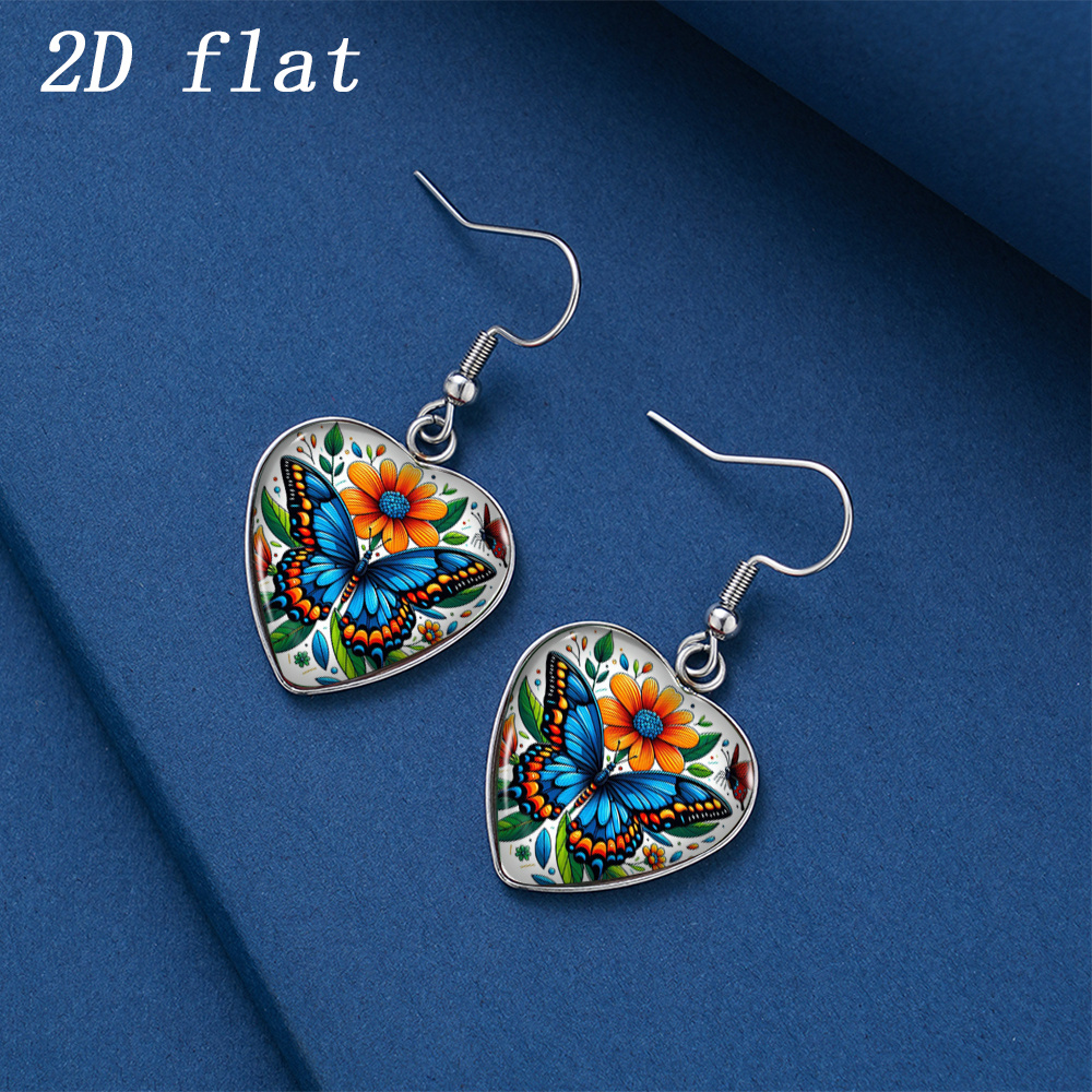 Women's Vintage Bohemian Butterfly Heart Earrings, Hypoallergenic