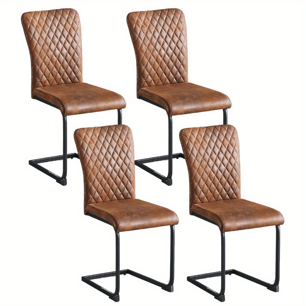 Set Of 2/ 4 Cantilever Dining Chair With Faux Leather And High Backrest, Metal Frame, Modern Kitchen Chair, Upholstered Chair For Living Room, Conference Room And Dining Room