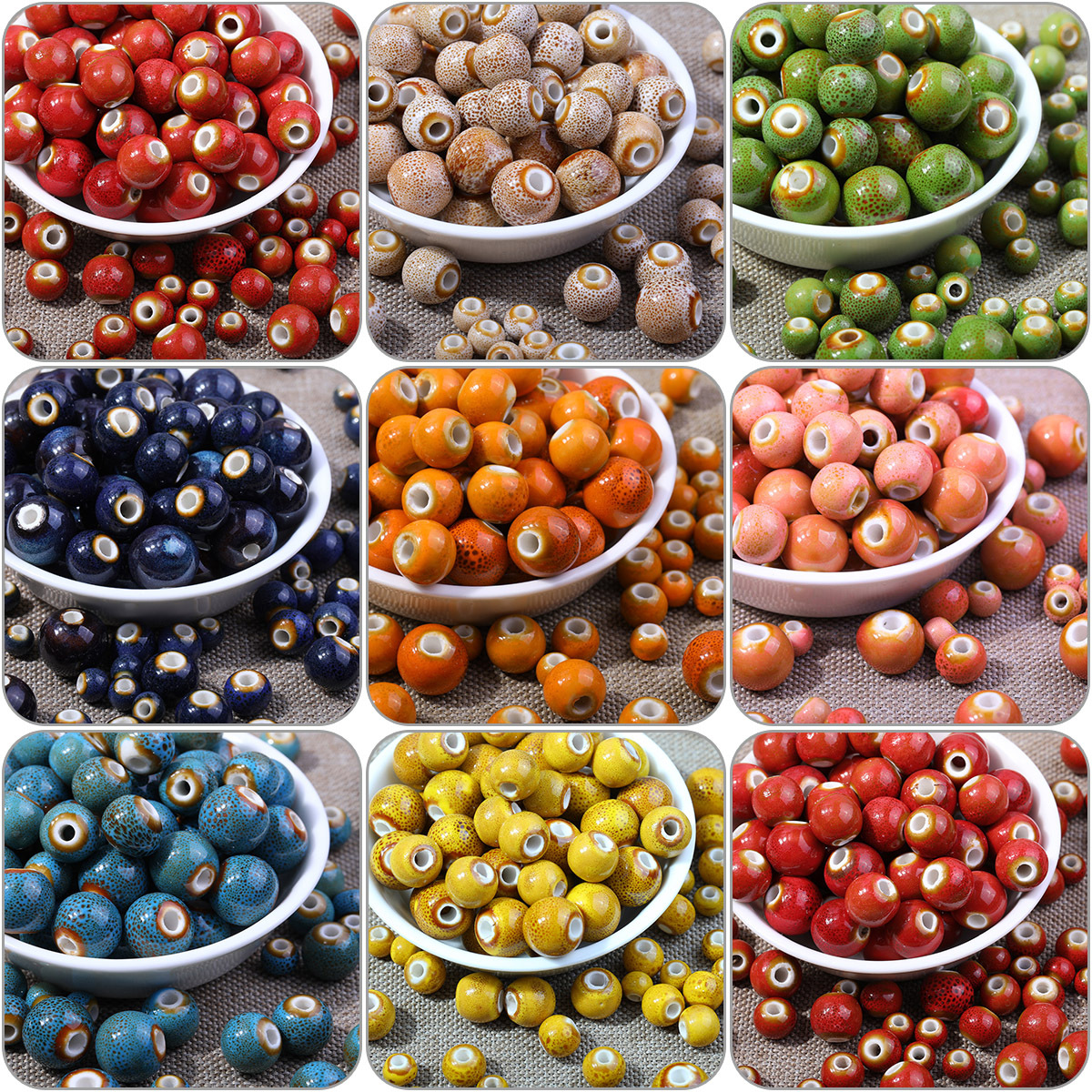 20pcs Multi-Color Assorted Random Ceramic Loose Beads