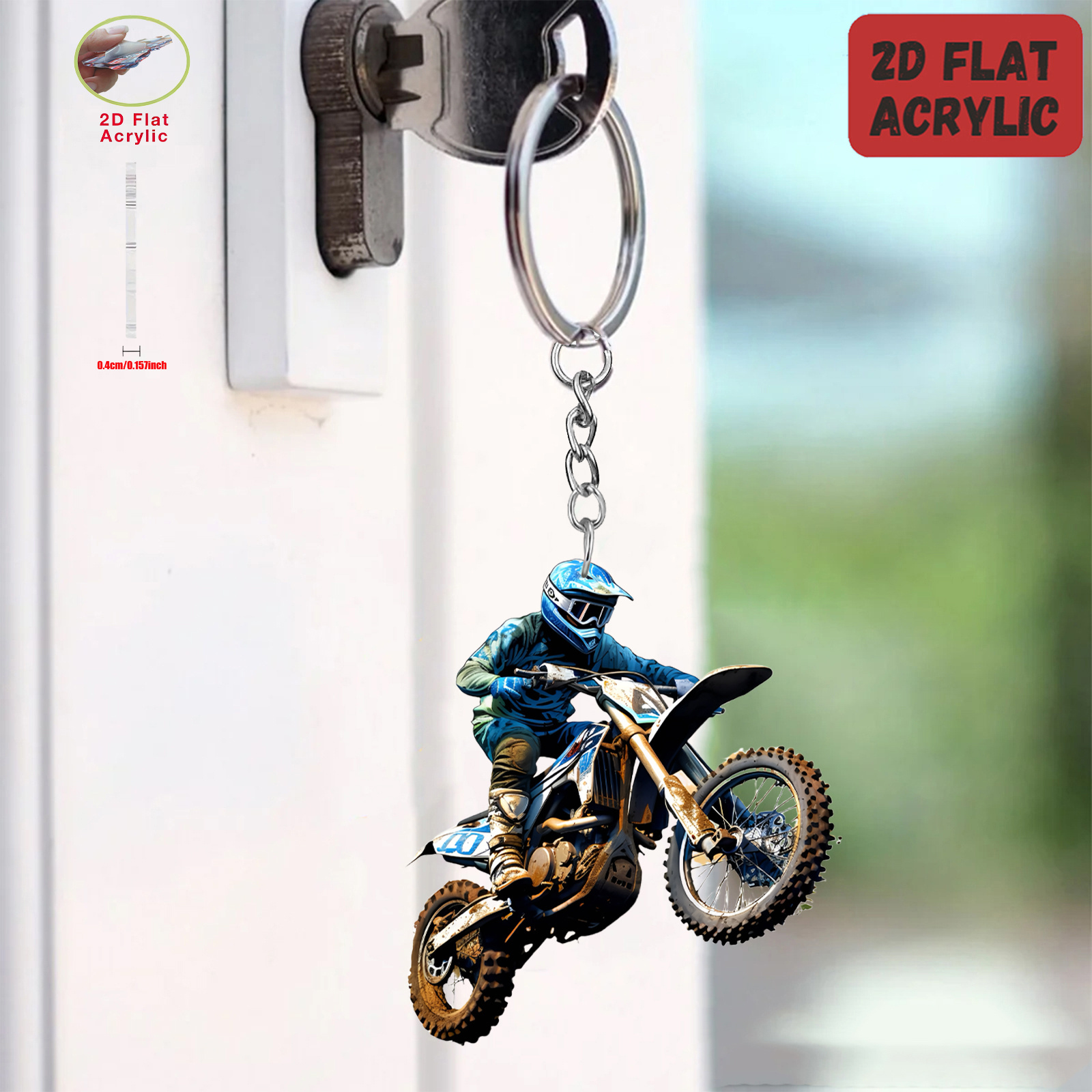 2d flat acrylic keychain motocross rider dirt Temu