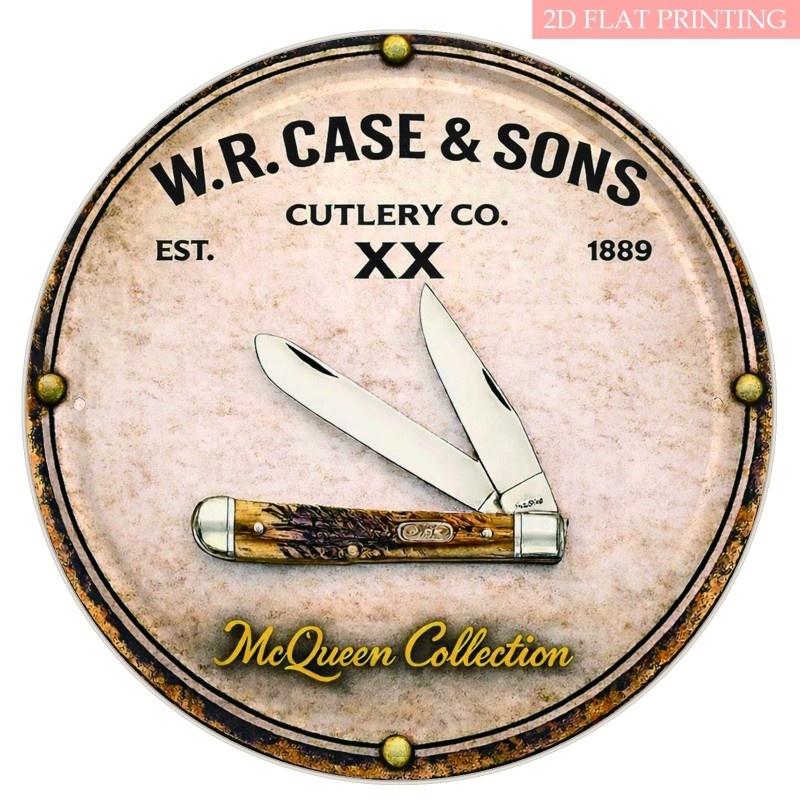 TEMU Round Sign W.r. Case & Vintage Cutlery Knife Design Metal Wall Decor | Perfect For Man Cave Bar Kitchen Cafe Wall Art | Trending Vintage