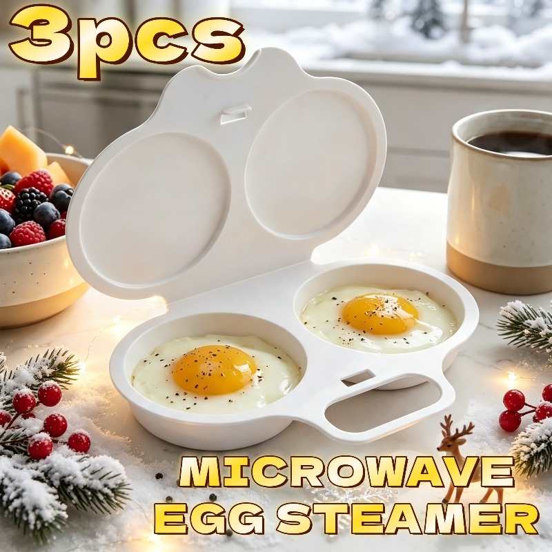 TEMU 3pcs Set Of Microwave Steaming Egg Jars, Individual Heat-resistant Steaming Containers, Plastic Egg Cookers, Used For Making Breakfast, Bento