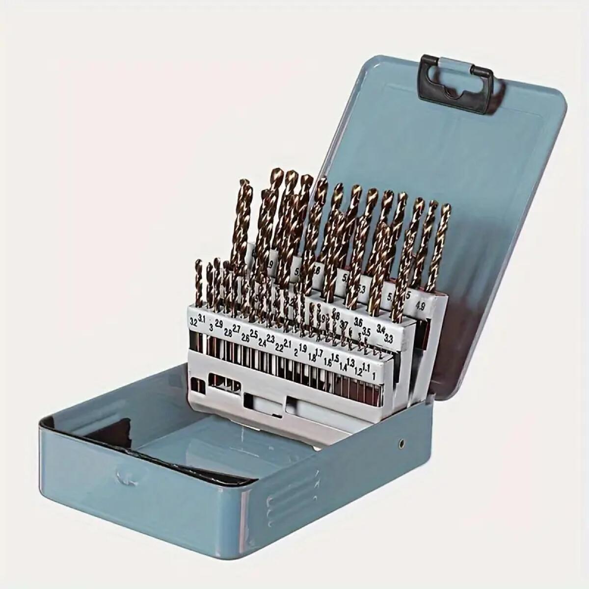 TEMU 51pcs M35 Cobalt Drill Bit Set, Suitable For Plastics, Wood And Metal Materials. Hss-co 1-6mm Twist Drill Bits Feature A Straight Shank Design,