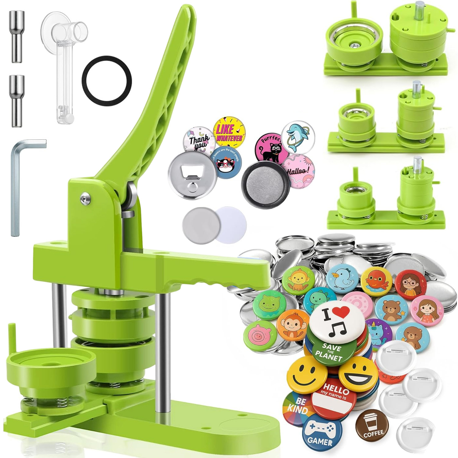 Image of Button Maker Machine 58mm, Installation-free, Button Pin Maker Machine, Button Badge Press Machine With Free 50pcs Button Maker Supplies