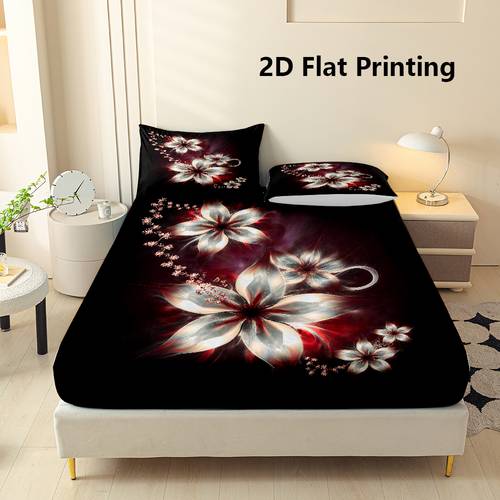 juego de 3 piezas: 1 sábana bajera + 2 fundas de almohada sin relleno, ultrasuave, transpirable, hipoalergénico, , resistente a las , antidescolorante, de , con estampado de enredadera floral, decoración para dormitorio, para , regalo