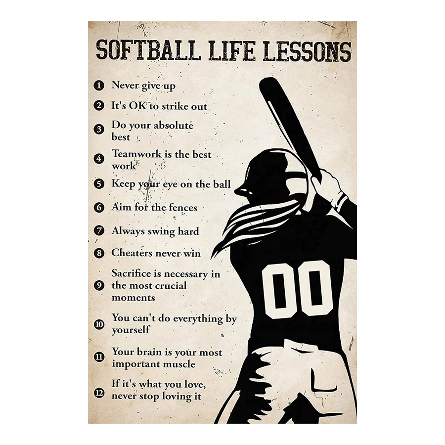 

Softball Canvas Poster - Vintage Sports Print, Motivational Quotes Decor For Home, Bedroom, Athlete Gift, Water-proof, Soft Canvas Material, 12x18 Inch - 1pc