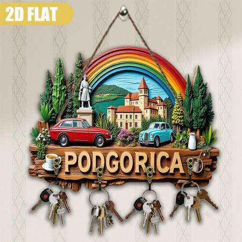 2d-tasoinen, huoneen sisustus, podgorica : klassiset & , (23*30 cm), puinen monikäyttöinen avaintenpidike , seinätaide, kuistin koriste, halloween-sisustus, huvilan koriste, avainten säilytys tkaisu, neljä meriä