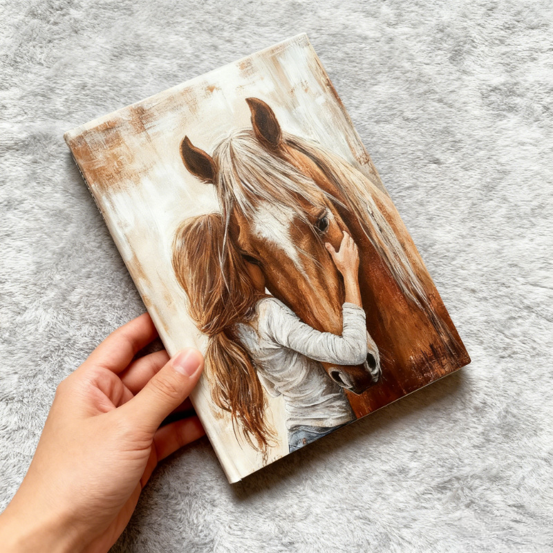 Image of 140 Pages Equestrian Enthusiast's Note And Artist Sketchbook - Horse And Female Rider Cover Art, 140 Pages Suitable For Equestrian Painting, Writing - Equestrian Enthusiast's Gift, Portable Notebook