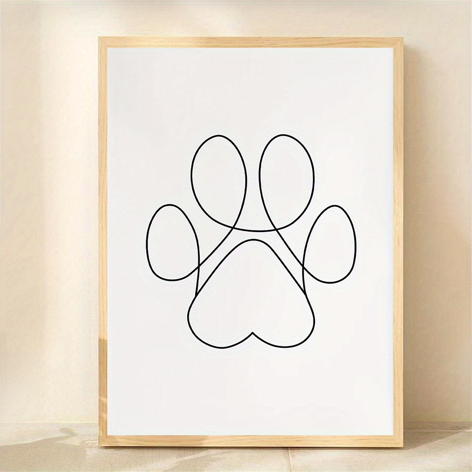 TEMU 2d Flat, 1pc Modern Minimalist Dog Paw Print - Frameless Suitable For Home, Office, Cafe Wall Decor, & Art Deco Canine Line Art - / Suitable For