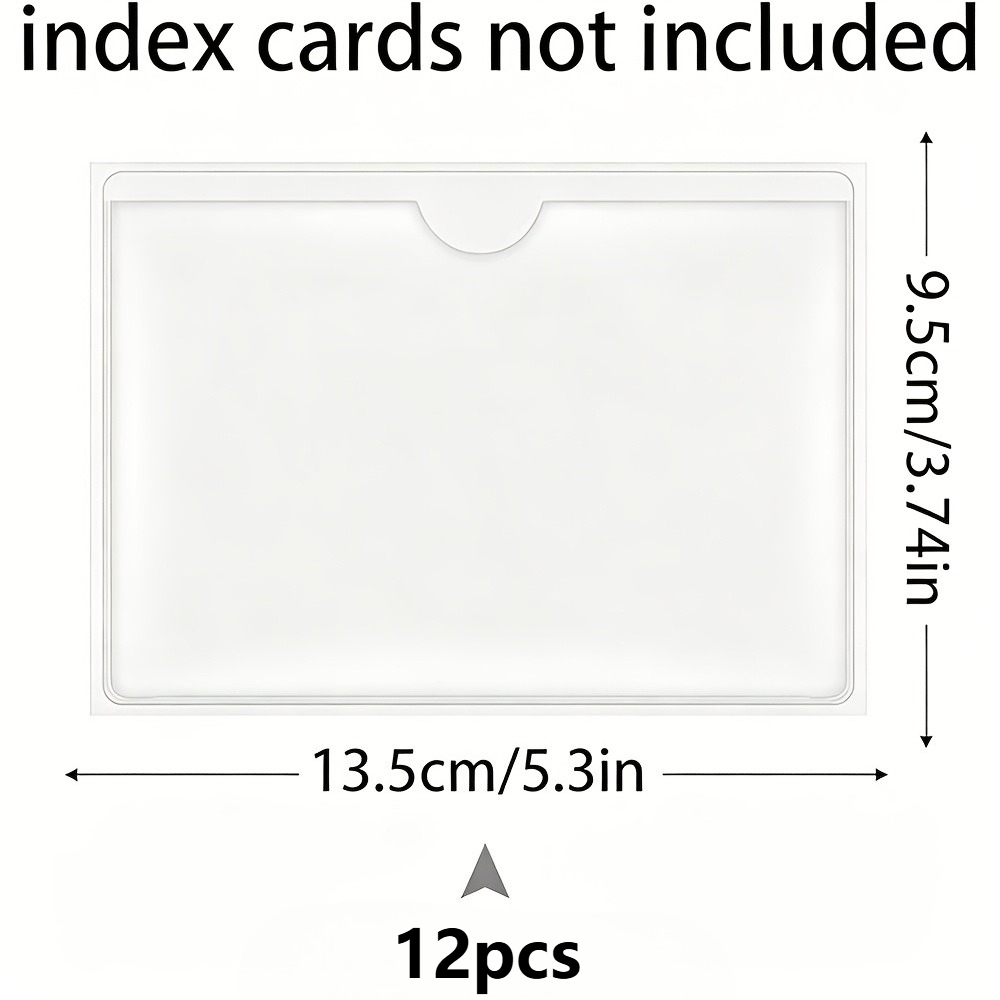 TEMU Lot de 12 cartes d'étiquettes pour de rangement, porte-cartes d'index 3x5", pochettes adhésives transparentes et porte-étiquettes en plastique,