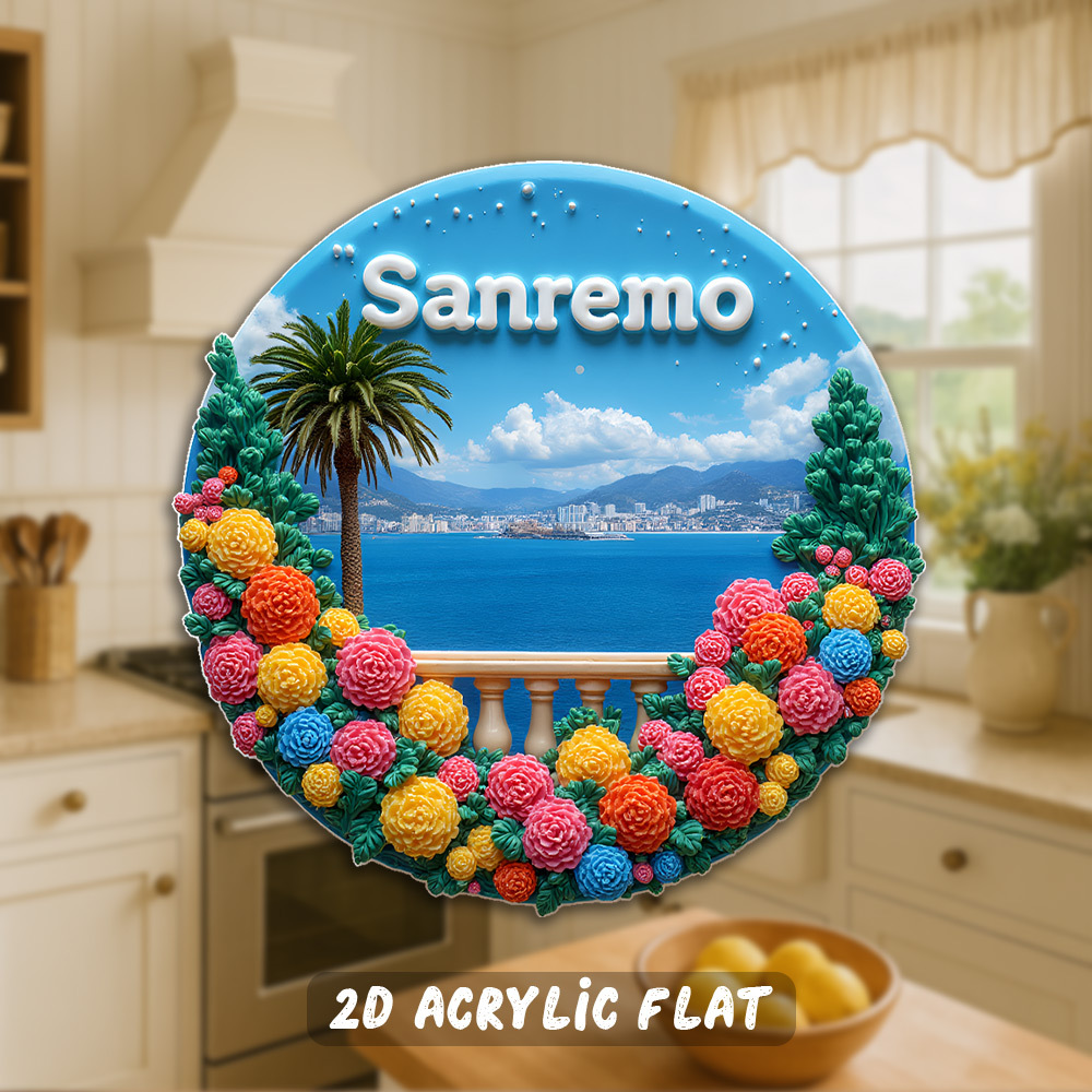 TEMU 1pc Italian-themed Sanremo Magnet Suitable For, Strong Magnetic Fridge Magnets With Mediterranean Palm Trees, & Italian Scenery - Italian