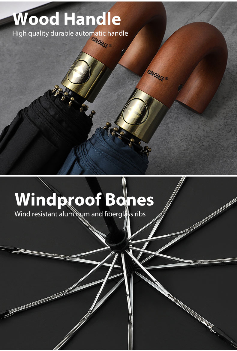 Large Automatic Umbrellas for Men And Women, Suitable for Golf, Featuring a Vintage Design, Windproof Structure, And 10 Ribs.