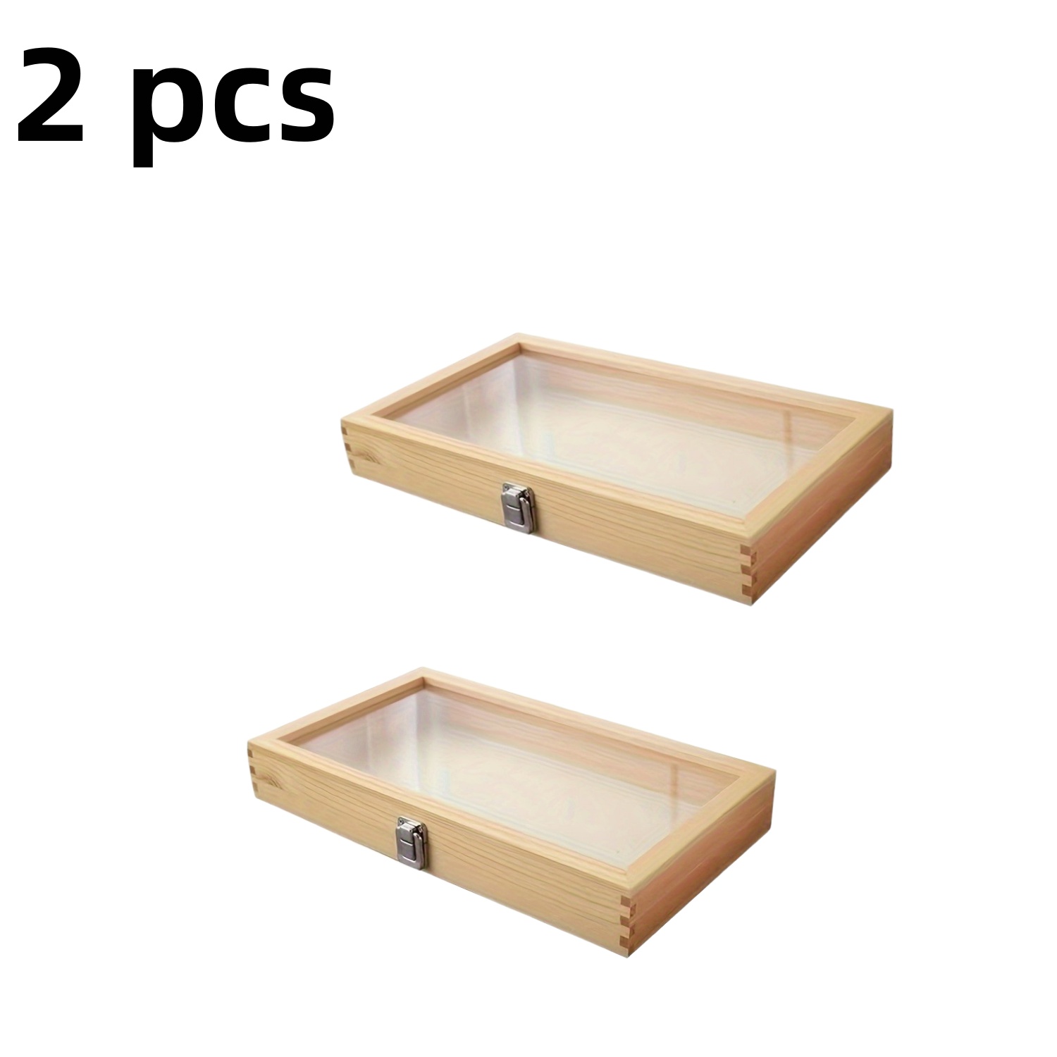 TEMU 1/ 2pcs Lockable Wooden Display Storage Box, Acrylic Transparent Window, Drawer Organizer, For Jewelry, Collectibles, Gifts And Souvenirs,