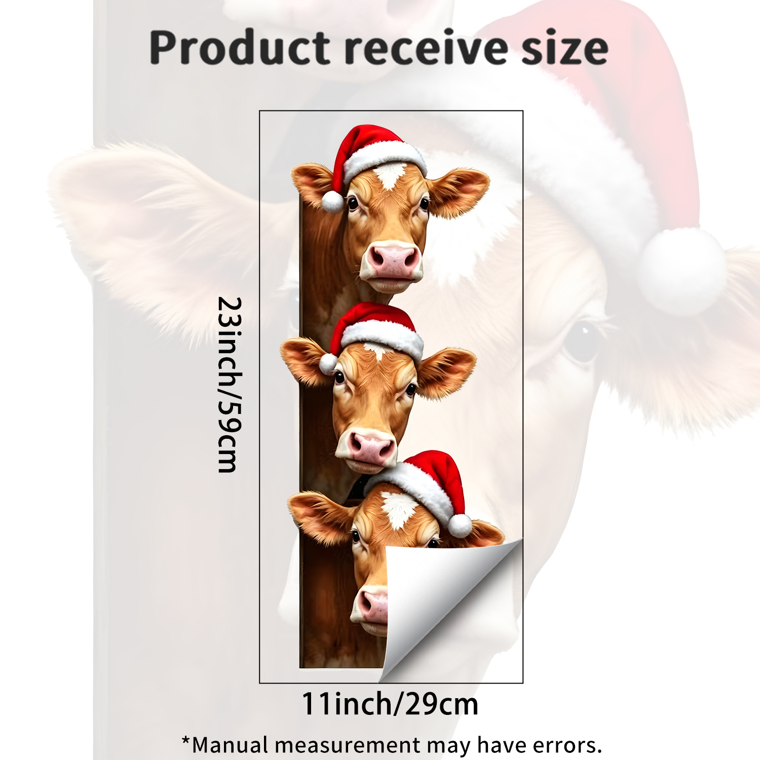 TEMU 2d Flat, 1pc 2d Flat Christmas Peeking Calf Static Cling Window Decal, Christmas Farm Animal Window Sticker Decoration, Home Decor For Door And