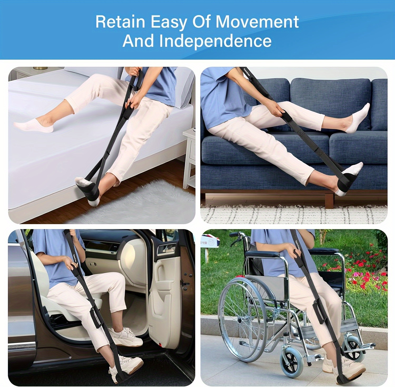 [Long Leg Lifter] 39inch Long Leg Lifter with Padded Handle and Foot Ring | Rigid Leg Lifter, Mobility Aid Foot Lifter | Easy Bed and Car Access