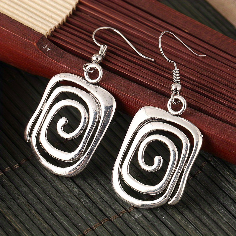 E-shop Neue minimalistische Retro Geometrische Hakenohrringe, Kreative Spiralohrringe im ethnischen Stil Schmuck