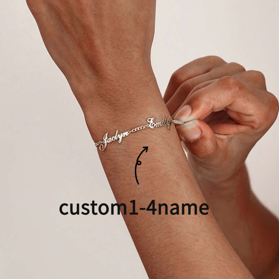 TEMU Joyería Personalizada - Pulsera con Colgante de 1 a 4 | Elegante Cadena Ajustable de Acero Inoxidable 304L con 1 a 4 , Joyería Versátil para San