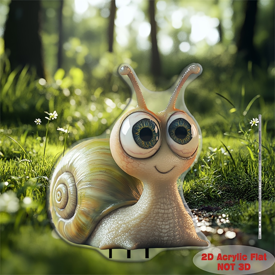 E-shop 2D Flaches Acryl . Entzückendes Garten-Schnecken-Ornament – Schnecken-Design mit großen Augen, Gartendekoration für den ganzen Jahr für den