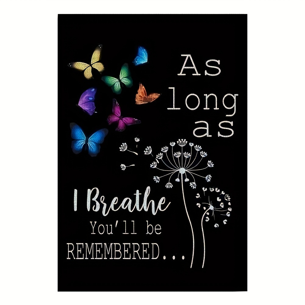 TEMU A Single Piece, A Commemorative Garden Flag That 'as Long As , You Remembered.' Suitable For Outdoor Use, Perfect For Cemetery And Garden