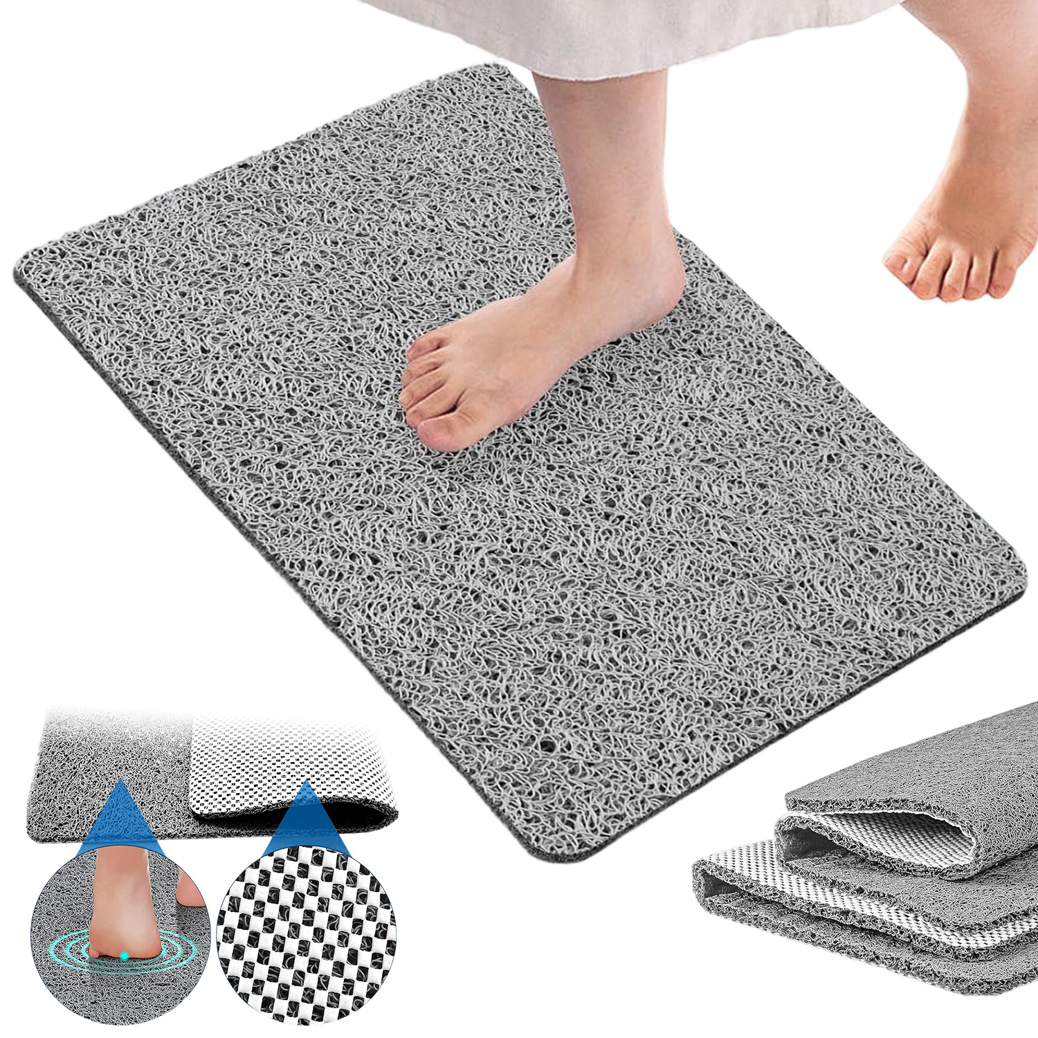 Loofah-textured Mesh Bottom, Non-slip, Quick-drying Shower Mat, 80x100cm Rectangular Bathroom Non-slip Mat/bathroom Rug.