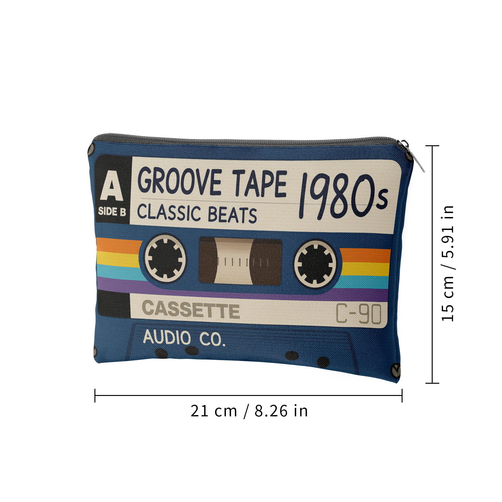 E-shop Tape 1980s" Kulturtasche mit Futter, Retro-Kassetten-Muster Make-up Tasche, Reise-Kosmetiktasche mit Futter, Multifunktionaler Organizer,