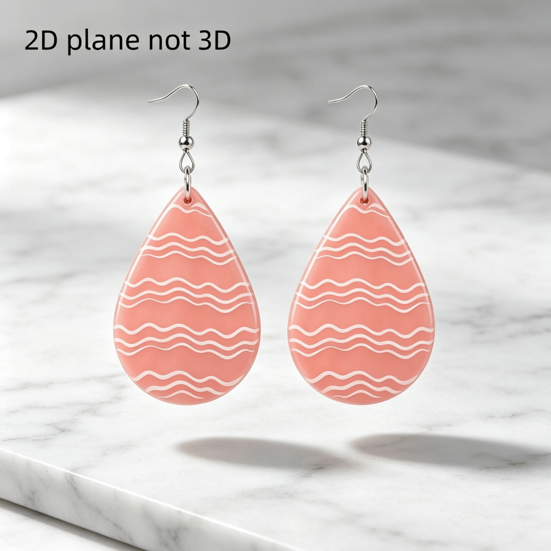 Minimalist Pink Wavy Teardrop Earrings, Acrylic