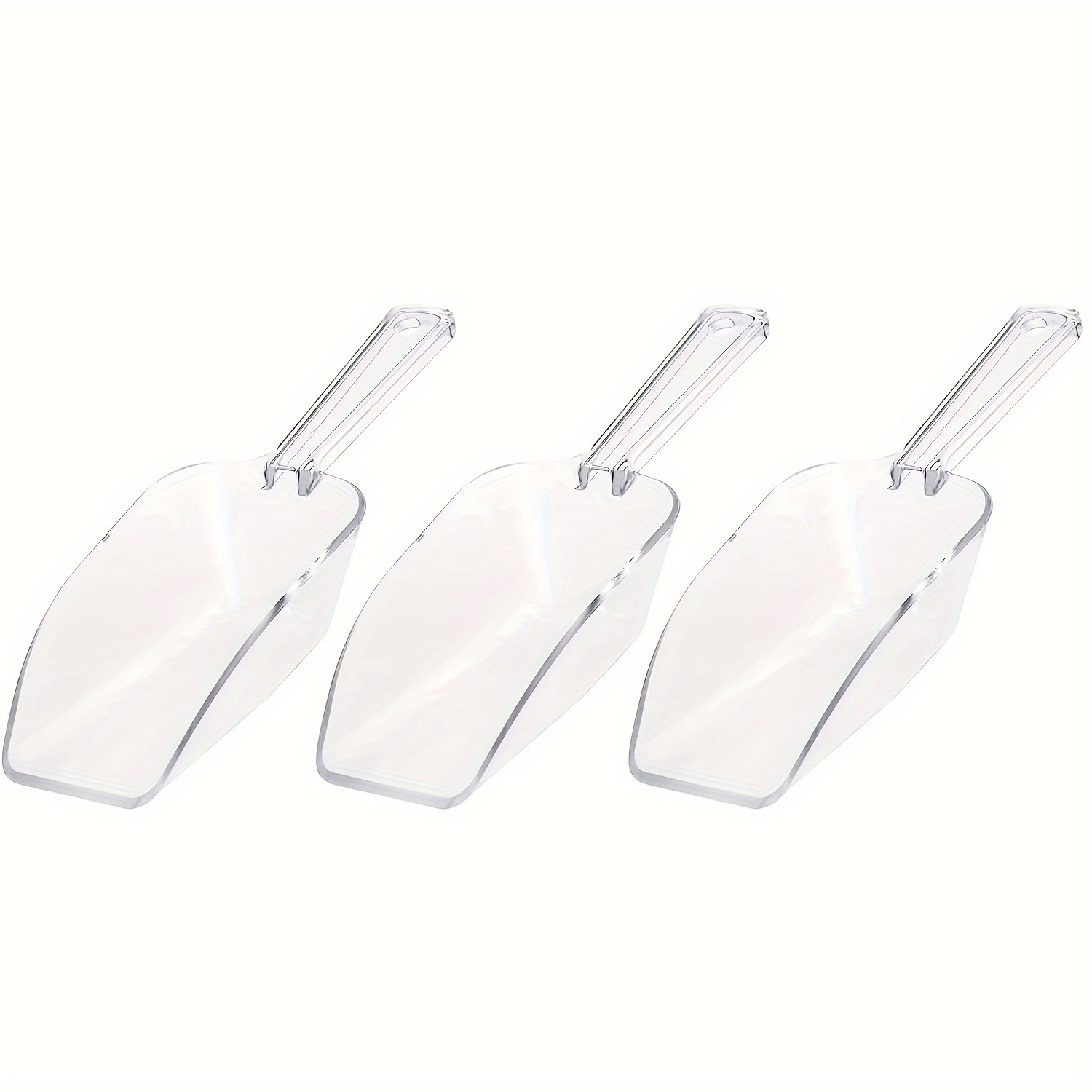 3pcs Clear Plastic Scoops With -lasting Handle & Bowl - Transparent Ice Spoons Suitable For Candy, Popcorn, , Ice, Cones - Ideal For Parties, Weddings, Bars, Home Use