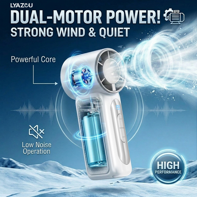   3in1   handheld fan with 199 speed control usb fast charging compact   strong cooling wind long   brushless motor led display ideal for home office camping travel and dorms essential summer mini fan