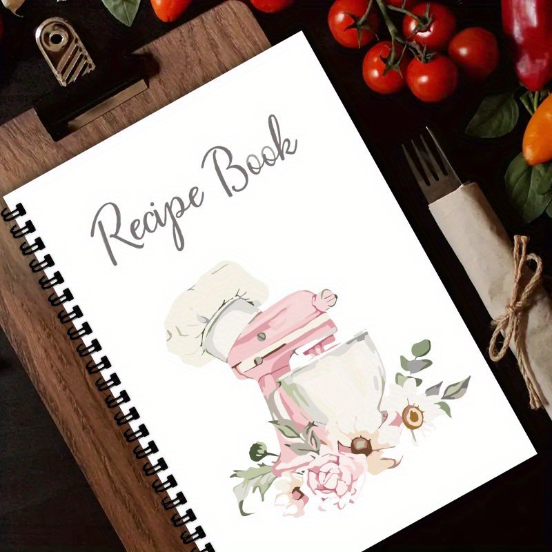 TEMU Livre de recettes A5, Organisateur personnel, Équipé d'un design de mélangeur et d'un livre de recettes de style gourmet, Il peut accueillir au