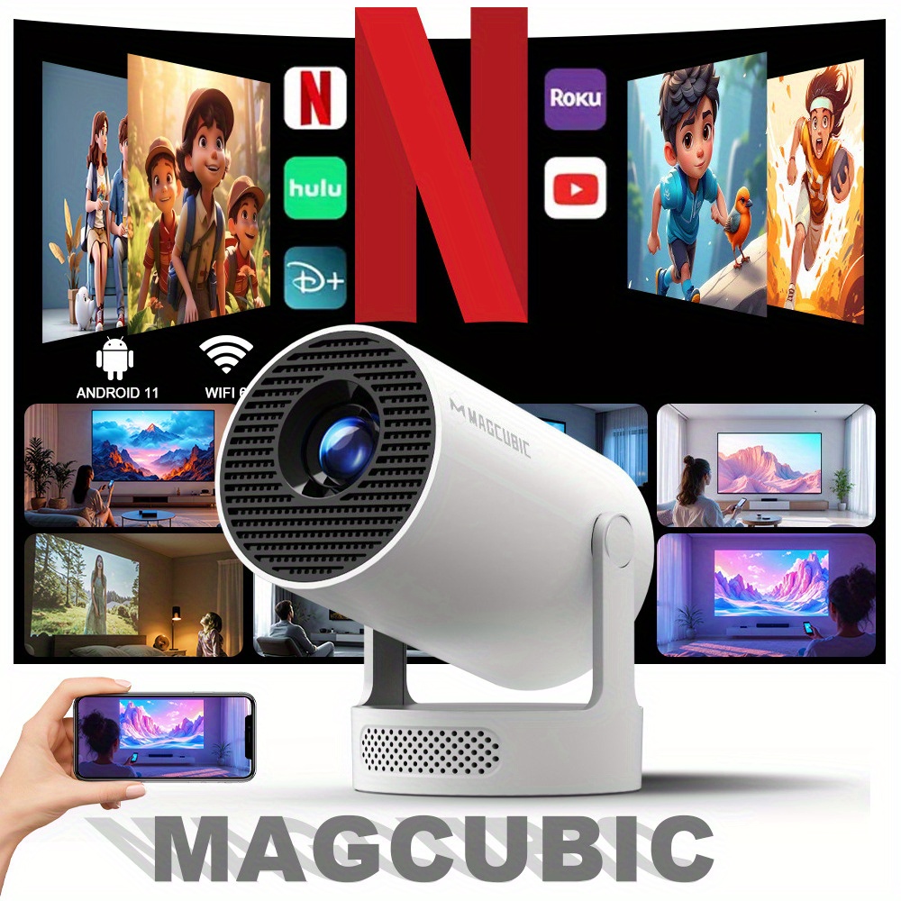 TEMU Magcubic Hy300pro+ 11 Projector Native 720p 169ansi With Auto Keystone Correction Wifi6 Portable Projectors