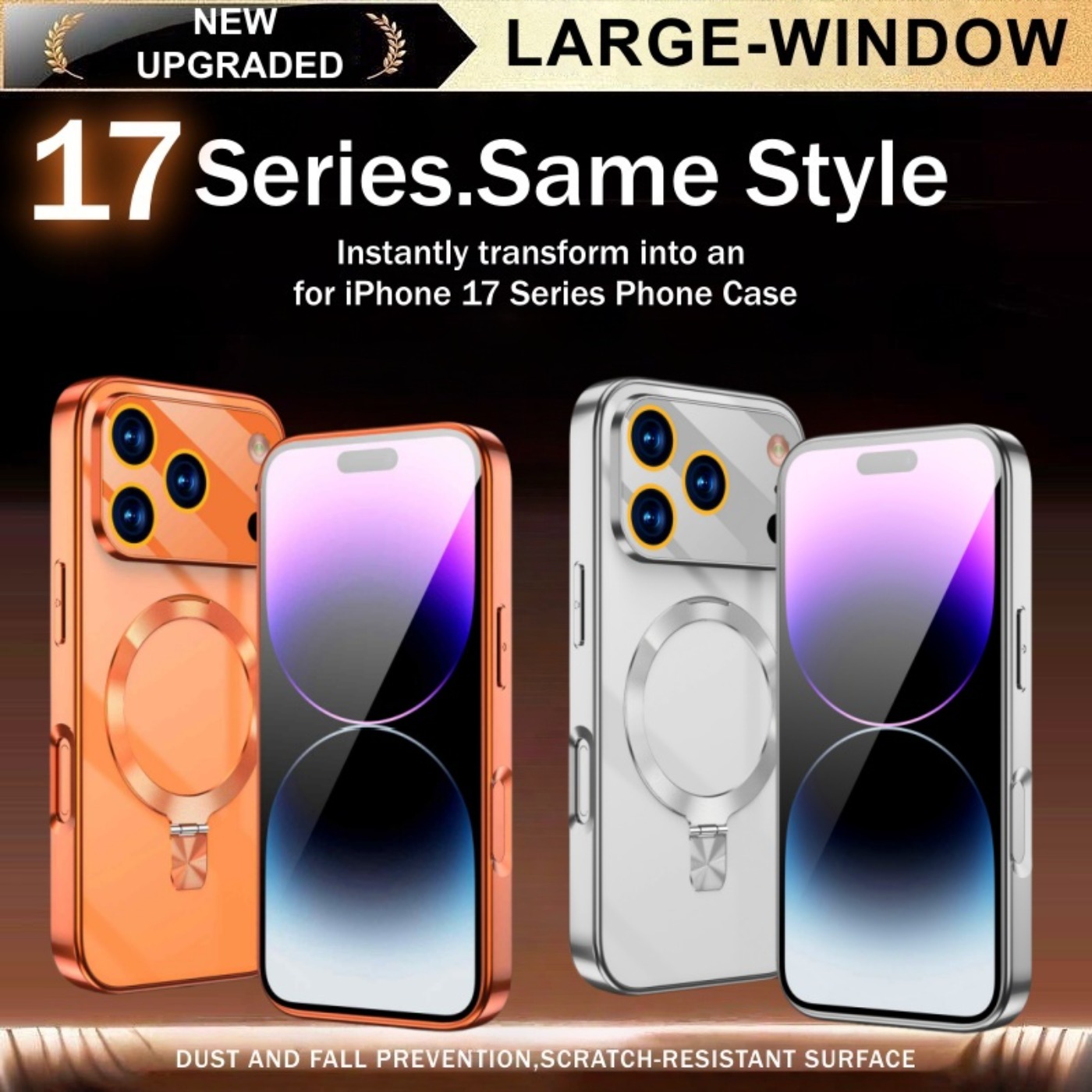 17 series original phone orange colors design luxury magnetic stand phone case sutible for iphone 17 air 17 pro   15 14 13 12 pro max high quality dust and   case scratch resistant surface that offers   protection after Product details 0