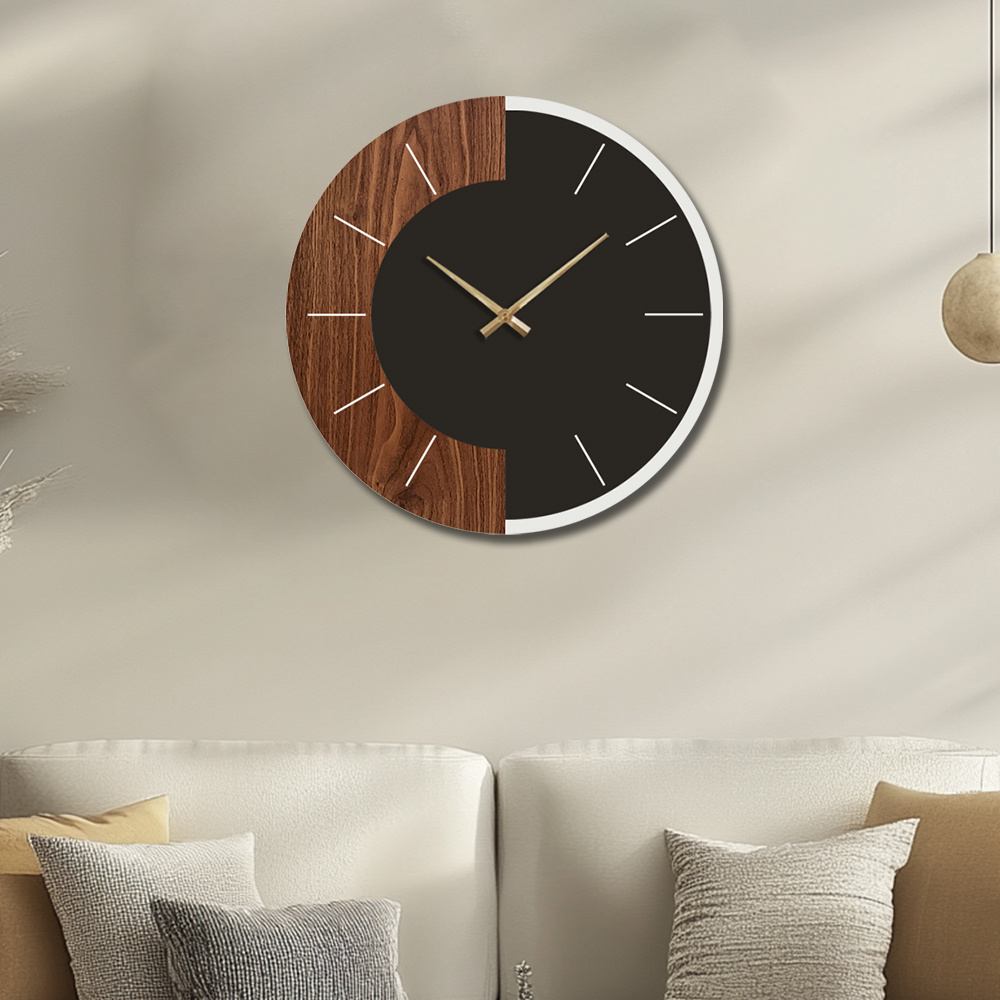 Artistic Silent Round Wall Clock Made of Wood, Battery-Operated, Perfect for Home Decoration in Sizes 14, 16, And 45.72 cm. Ideal for Enhancing The Decor of Kitchens, Living Rooms, Bedrooms, And Offices