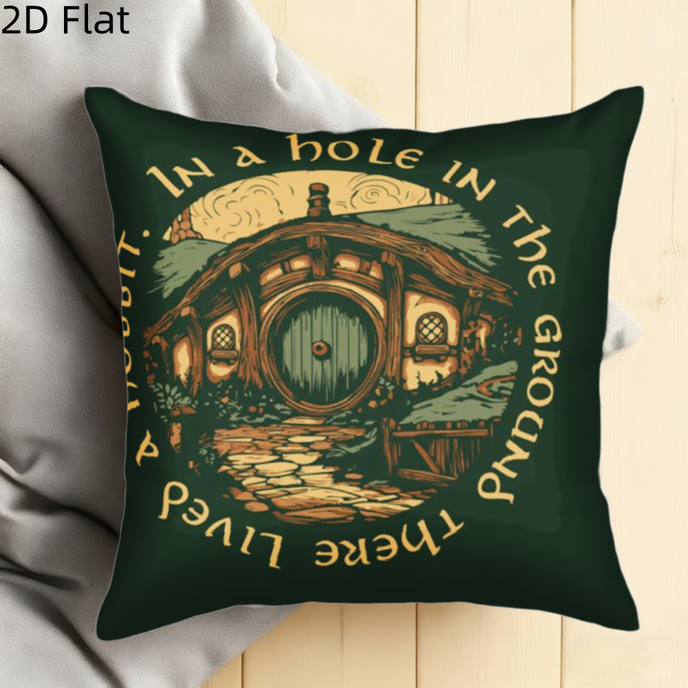TEMU 2d Flat 1pc Classic Movie Short Plush Pillow Cover Pillow Case Cushion Cover Double-sided Printing Zipper Closure Sofa Living Room Bedroom Party