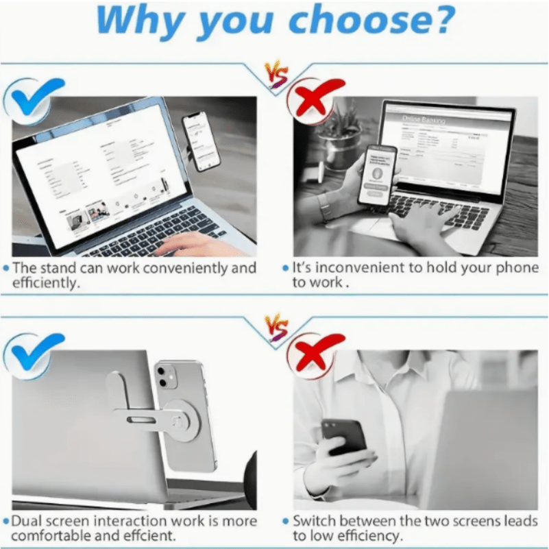 A Lightweight And Portable Magnetic Phone Stand, Compatible with All Phone Models, Rotatable, Waterproof And Rustproof, Adjustable Side Mount for Monitors, Designed for Laptop Expansion.