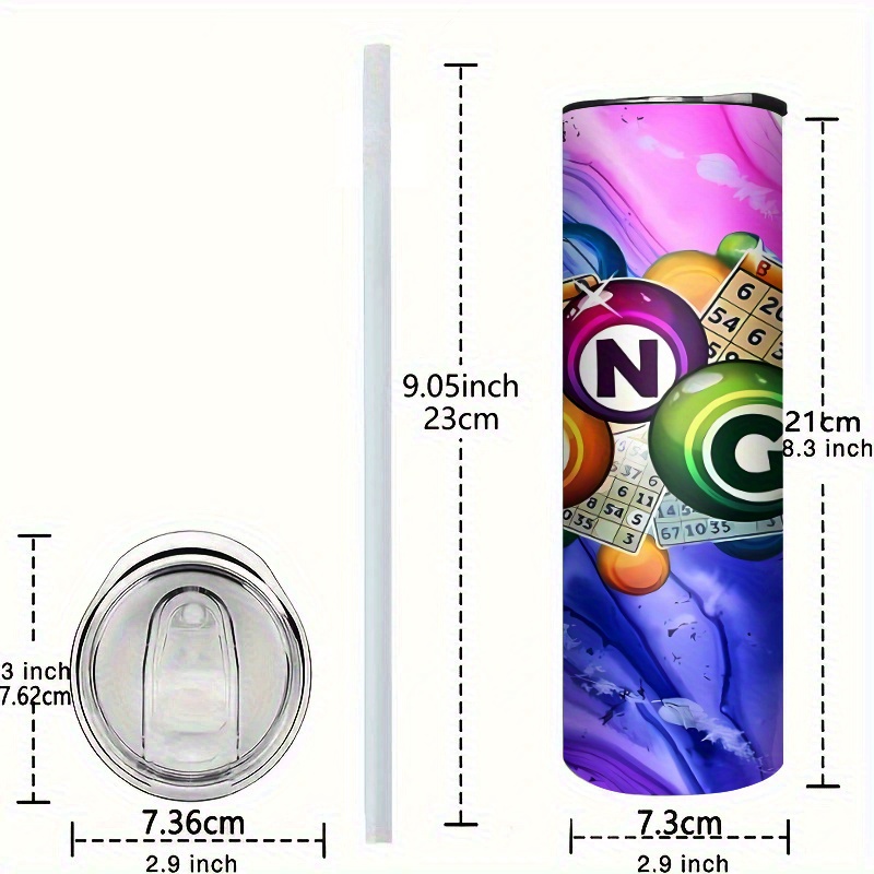 TEMU 1pc 20oz Stainless Steel Insulated Mug With Lid - Bright 2d Graphic Design, Portable Leak-proof Travel Mug For Cold/ Hot Beverages, Perfect Gift