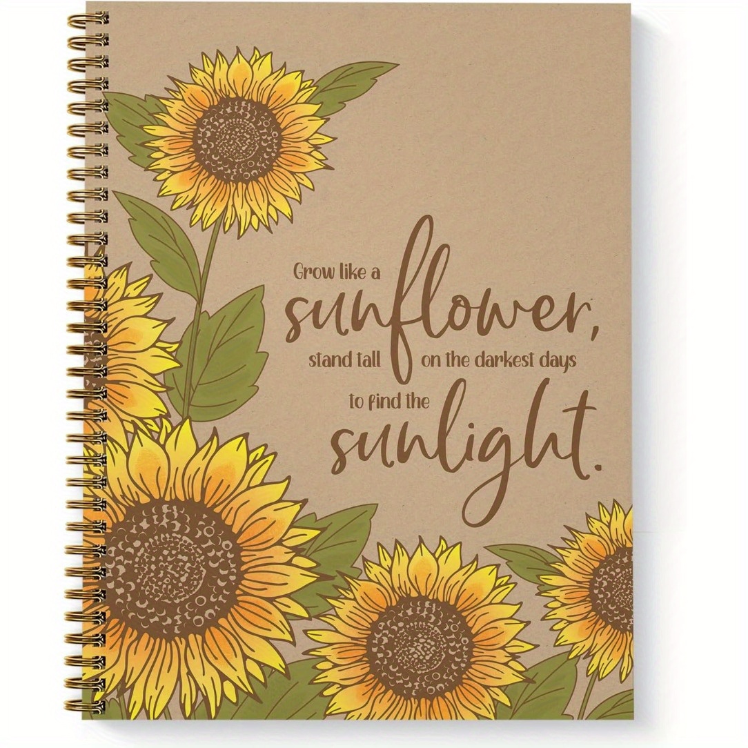 TEMU 1 Motivational Sunflower Quote Spiral Notebook, College Ruled Paper, Softcover Laminated, Binding, Size 5.5x8.3 Inches