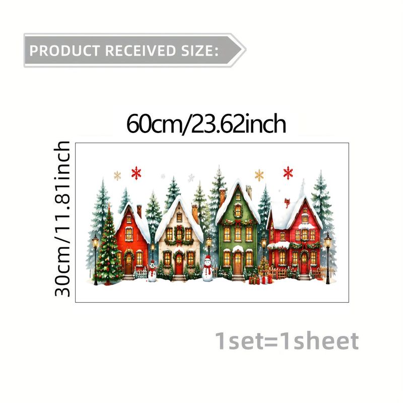 TEMU 1pc Motif Plat 2D, Autocollants de Fenêtre de Noël, Film Adhésif pour Verre, Décalcomanies de Fenêtre, Murales en Verre, Autocollants de Fenêtre