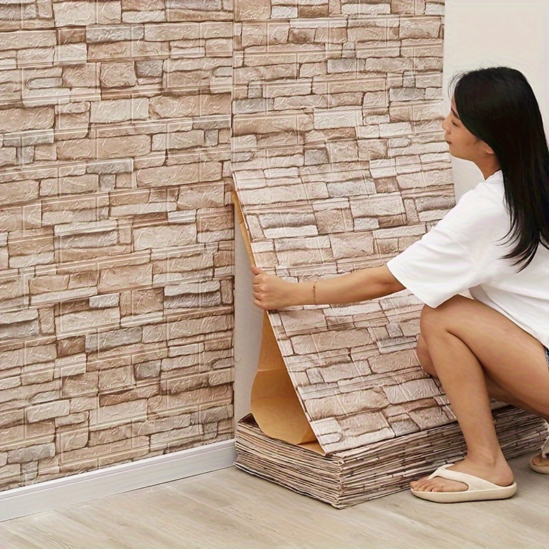 1 roll of vintage imitation brick and stone pattern wallpaper waterproof self   wall sticker suitable for decorating living rooms kitchens bedrooms homes and   furniture