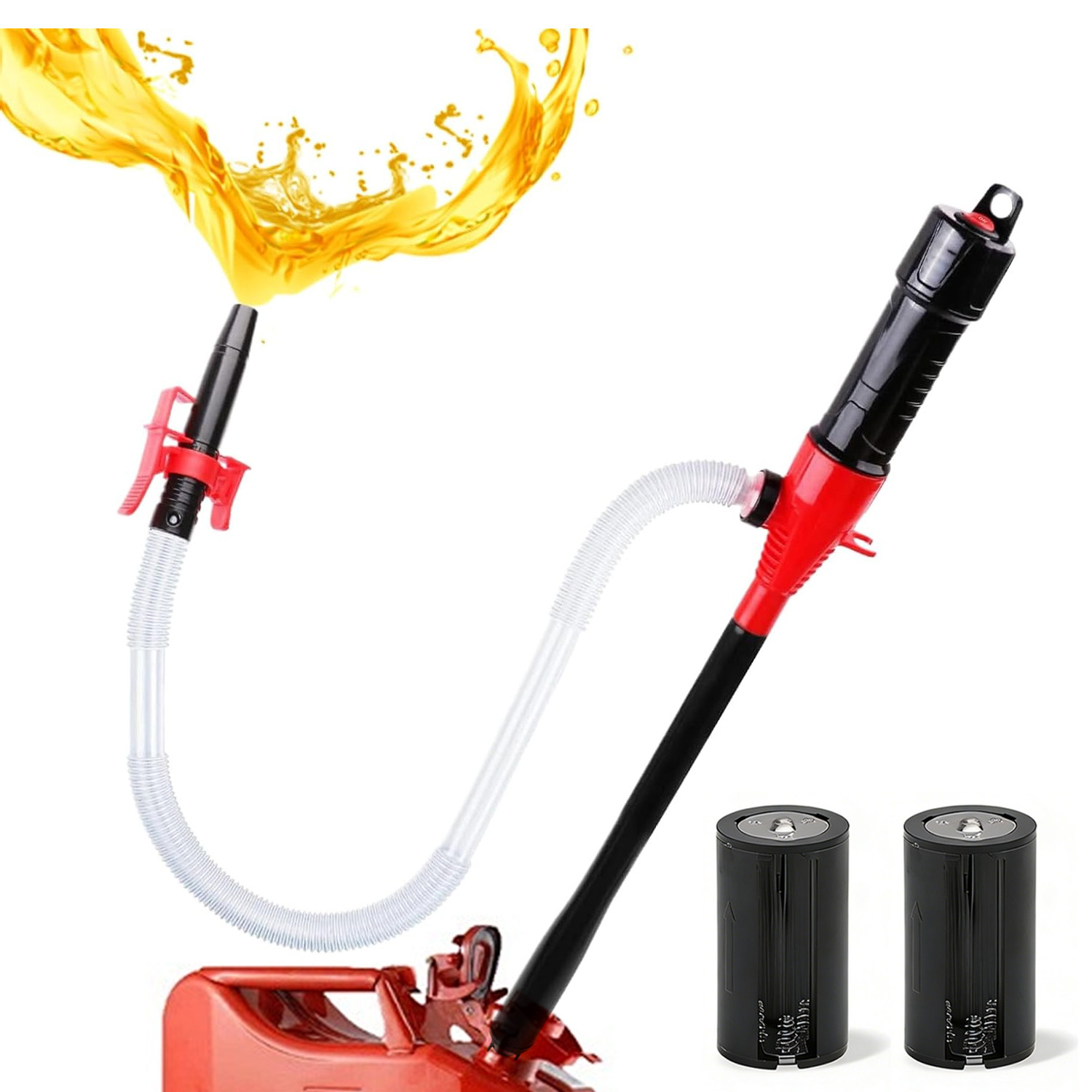 Fluid Delivery Pump, Extra Long Hose And Adjustable Flow Nozzle, Portable Siphon Pump For Car Fuel Oil