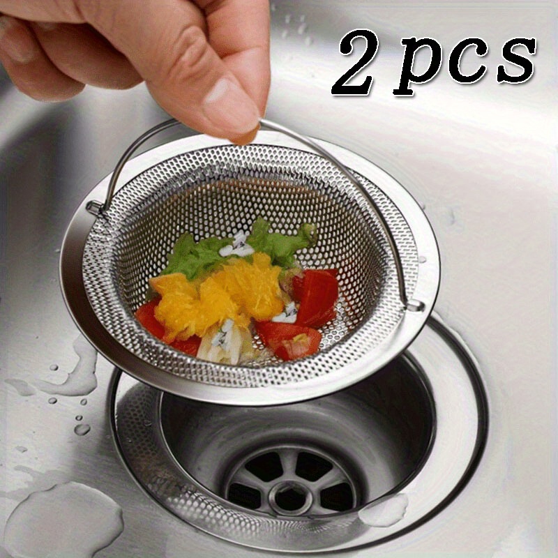 TEMU 2-pack Steel Sink Strainer Suit With Non-slip Handle - And Bathroom Drain Strainer - Hair Catcher, Kitchen Drain Pipe And Filter, Rust-resistant