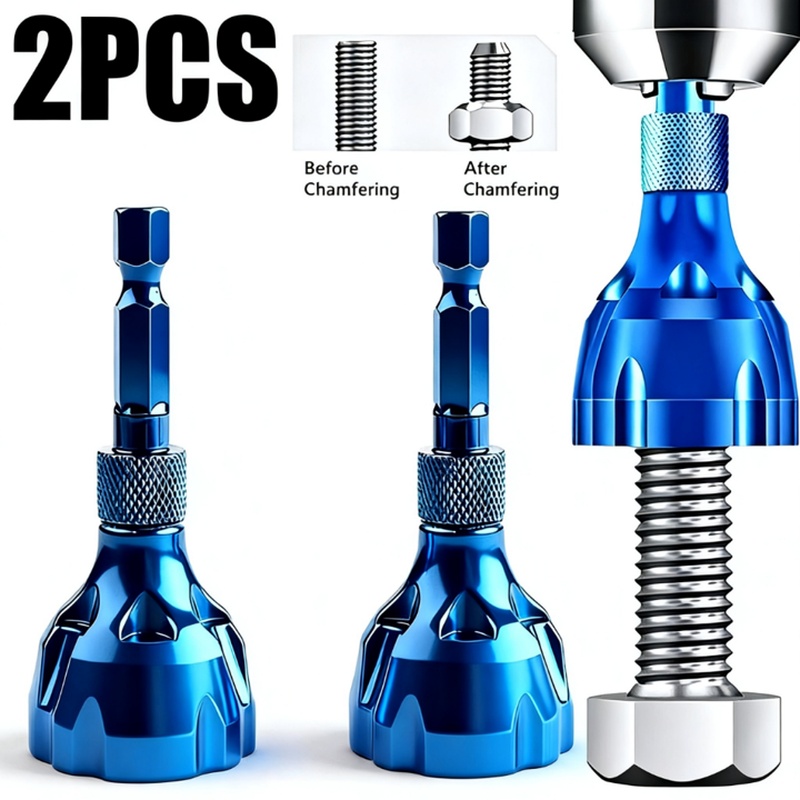 TEMU 2pcs Hex Shank Chamfering And Deburring Tool And Cleaning Brush | Thread Repair/countersunk Hole /burr Removal/outer Circle Polishing | Suitable