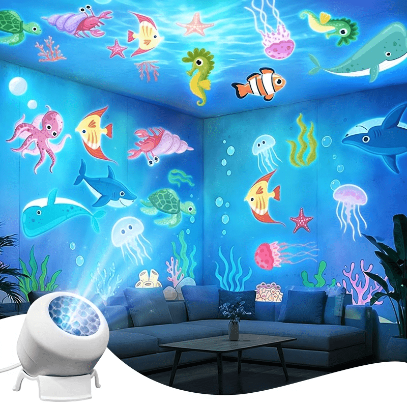 Led Starry Ocean Projection Lamp, 360-degree Rotating Dynamic Projection Night Light, Usb-powered Ambient Light, Suitable For Decorative Lighting In Bedrooms, Game Rooms, And Living Rooms