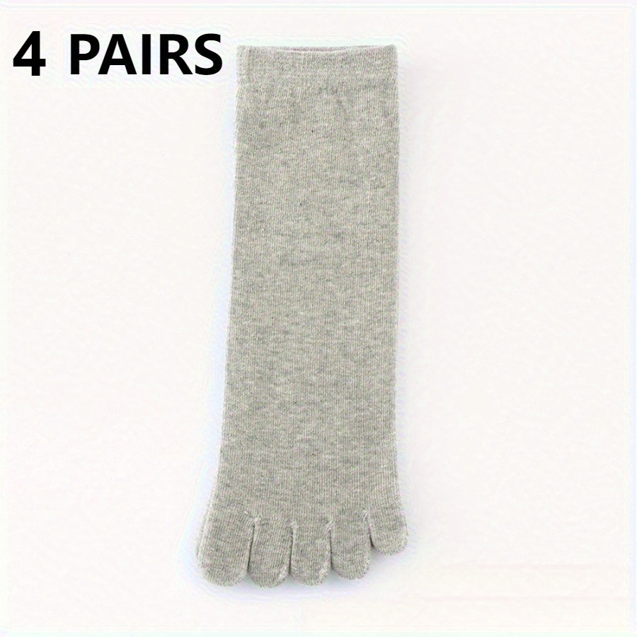TEMU 4-pair Random Combination Five-toe Socks For Men And Women, Mid-calf Split-toe Socks, Solid For Autumn/winter, Ideal For Sports, Yoga, Leisure,