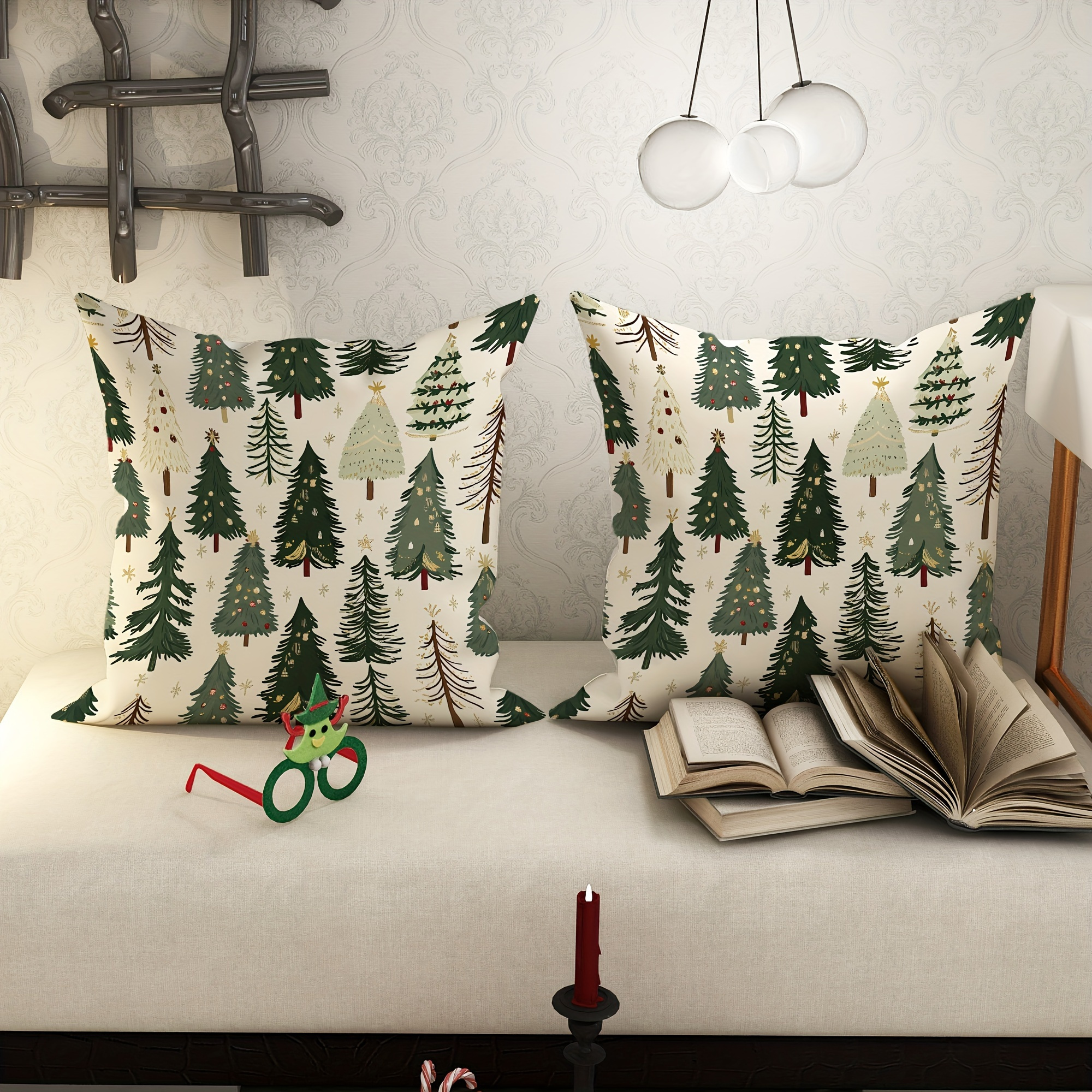 TEMU 2pcs Pillowcases, Style. Comfortable And Smooth-feeling Polyester Fabric, Single-sided Print, Does Not Pillow Insert. 17.7*17.7 Inches, Machine