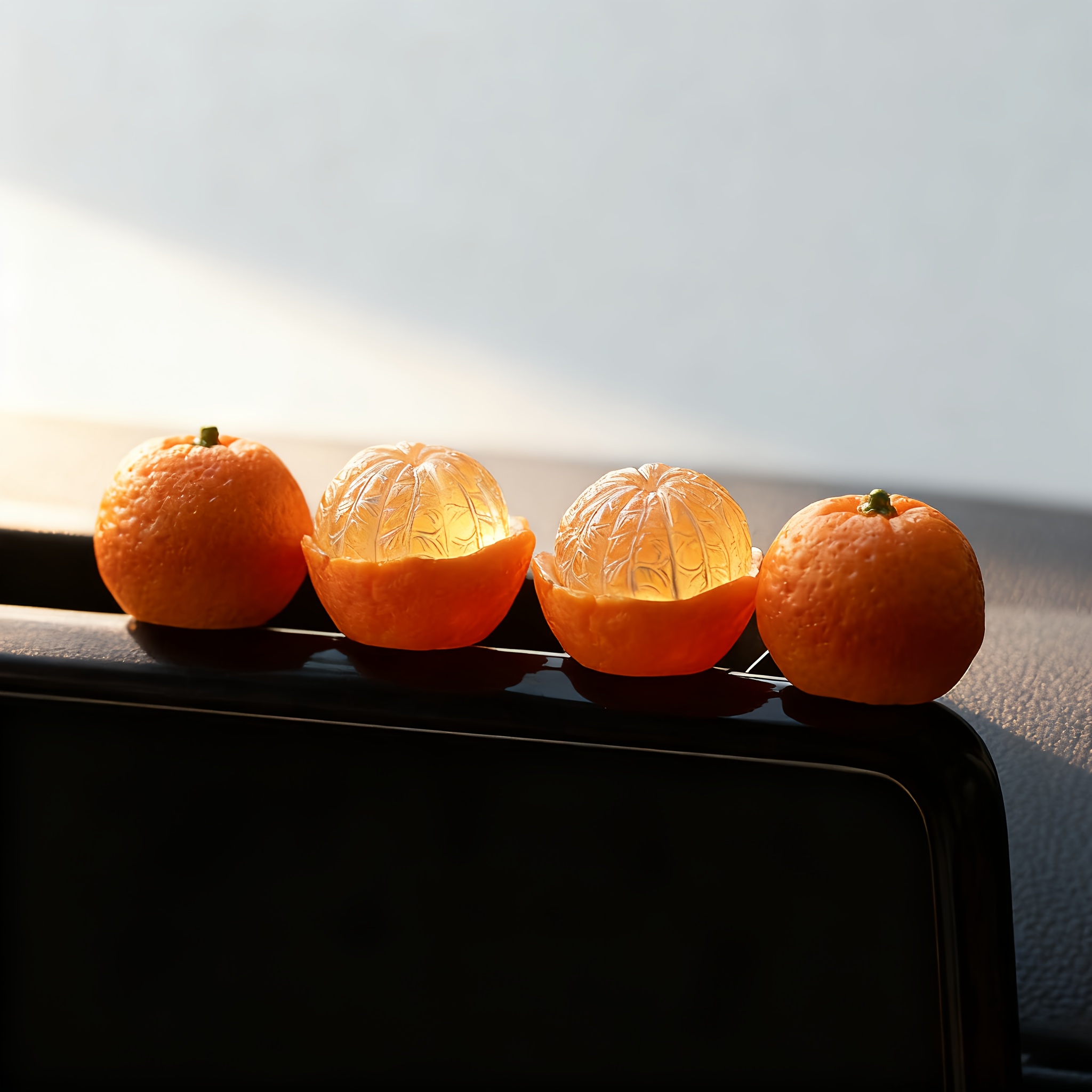 4pcs Fruit Car Decoration Ornament, Car Center Console Screen Decoration Desktop Ornament - Simulated Car Orange, Decoration