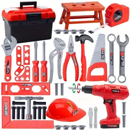 kids play tools set educational pretend play building kit with realistic tools and accessories ideal christmas and birthday gift for boys and girls enhances motor skills and coordination wrench screwdrivers pliers and more