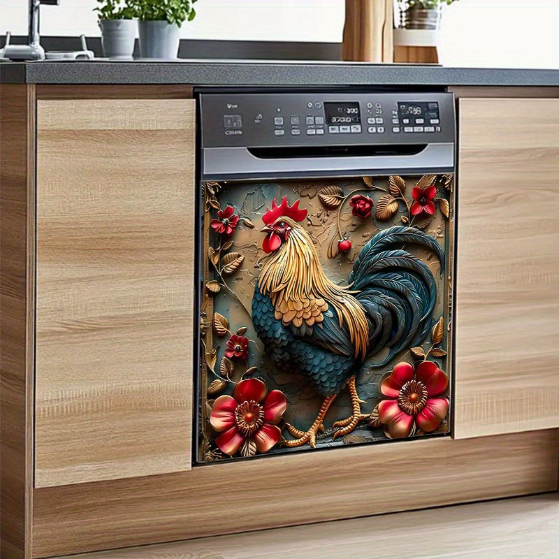 TEMU -dimensional Sticker Featuring A Rooster And , Ideal For Decorating The Of Dishwashers, Washing Machines, Refrigerators, Cupboards, Room Doors, Bedrooms, Kitchens, Offices, And More