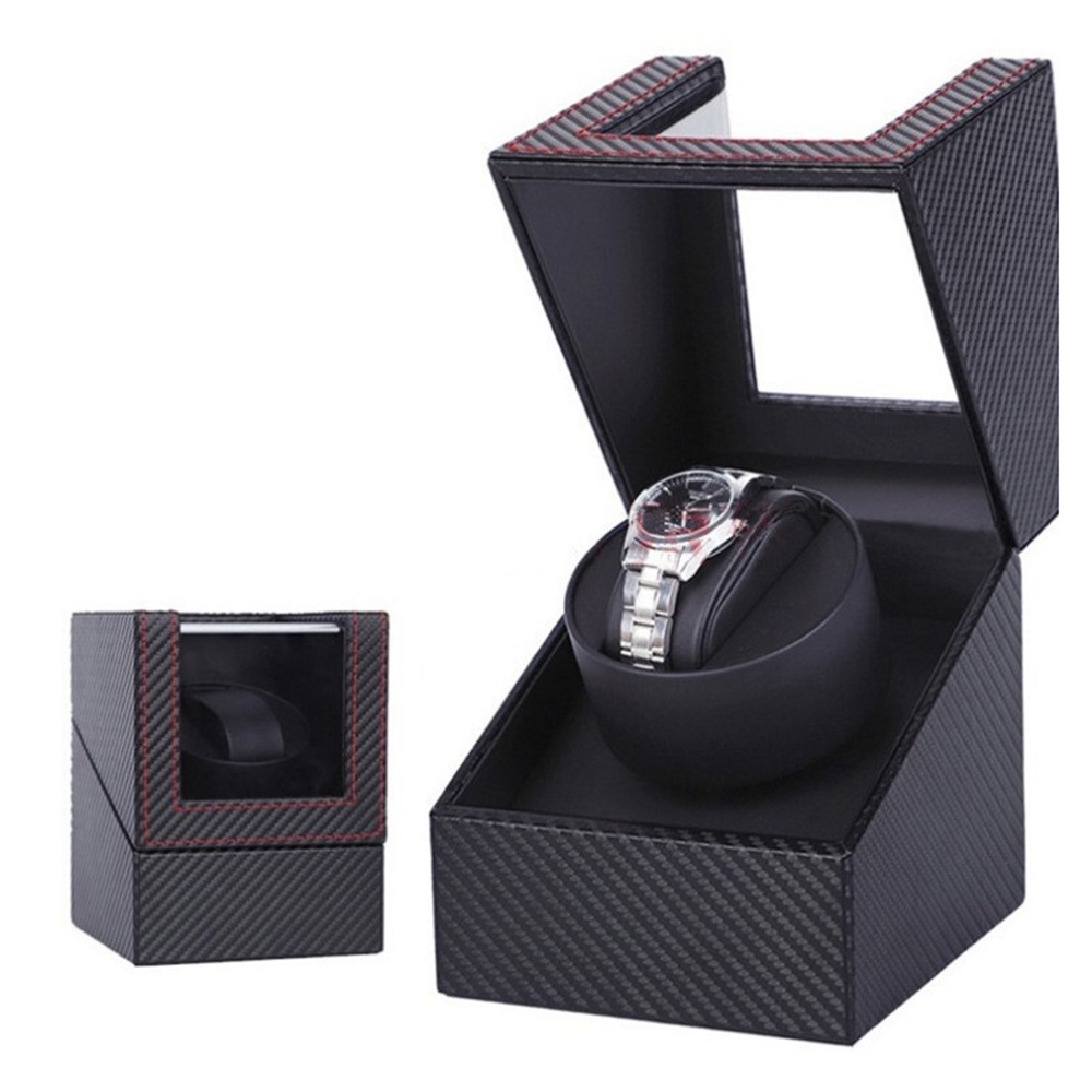 Single Watch Winder Box For Automatic , Featuring A Faux Leather Case